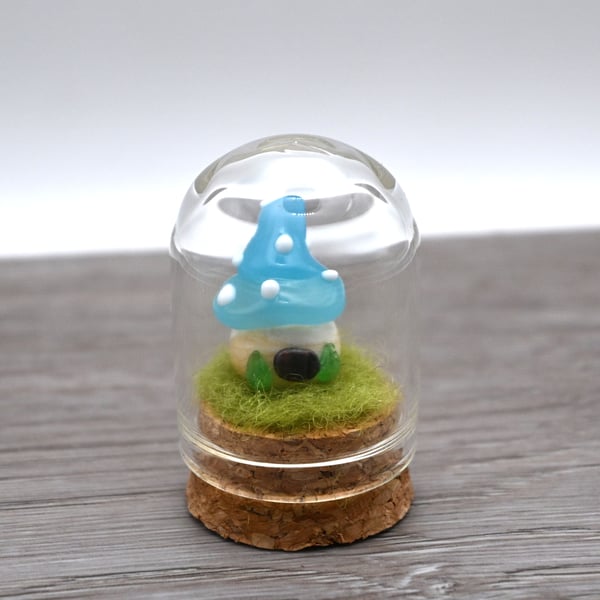 small glass toadstool fairy house keepsake figure