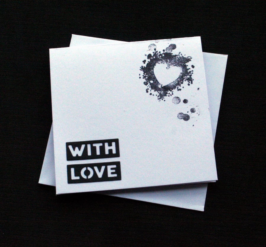 Monochrome Words With Love - Handstamped Card - dr18-0044