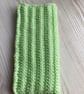 MOBILE PHONE SLEEVE 8x3.5"or 20x9cm HAND KNITTED IN GREEN YARN