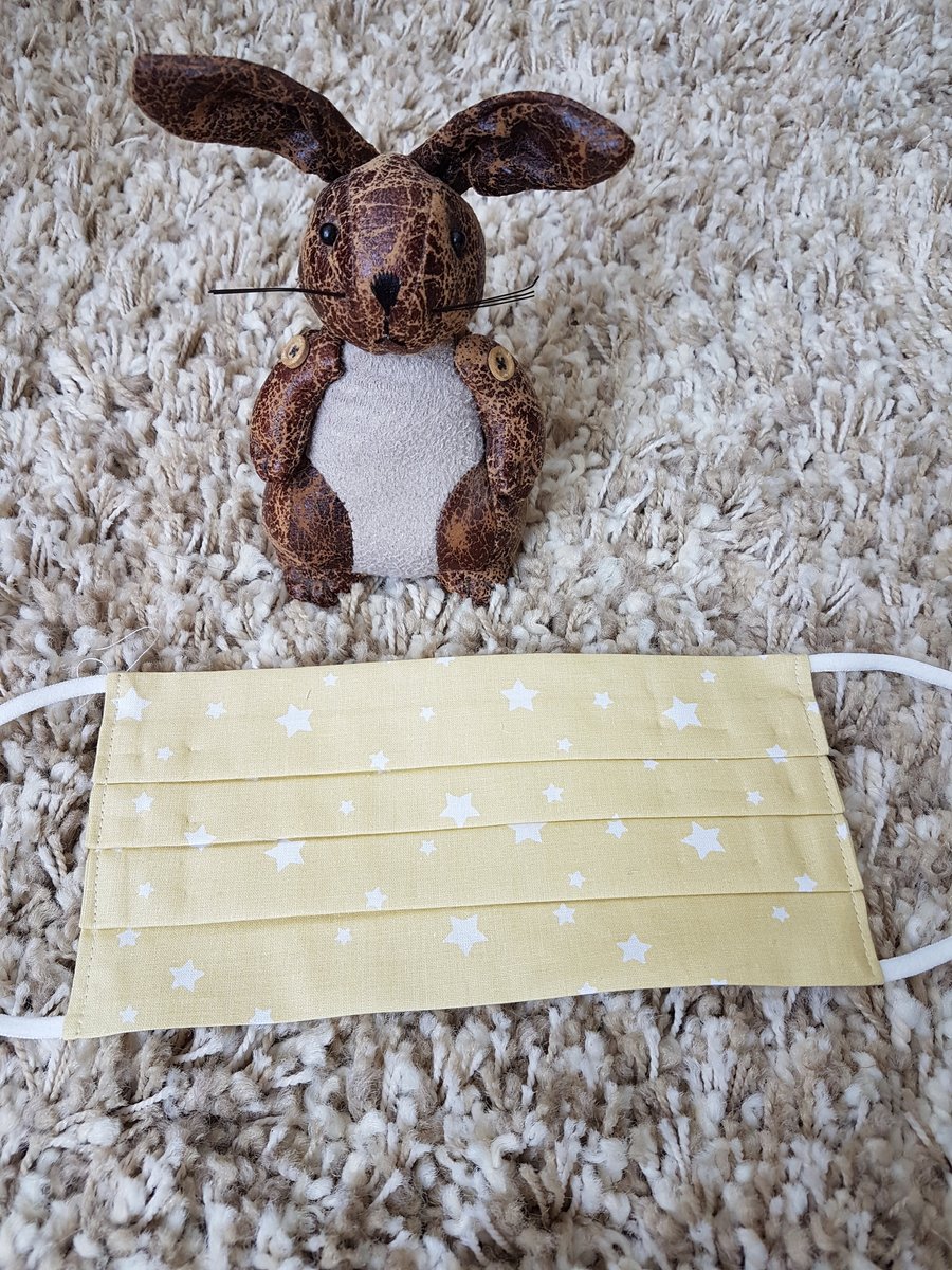 Adult face covering – Yellow Star print