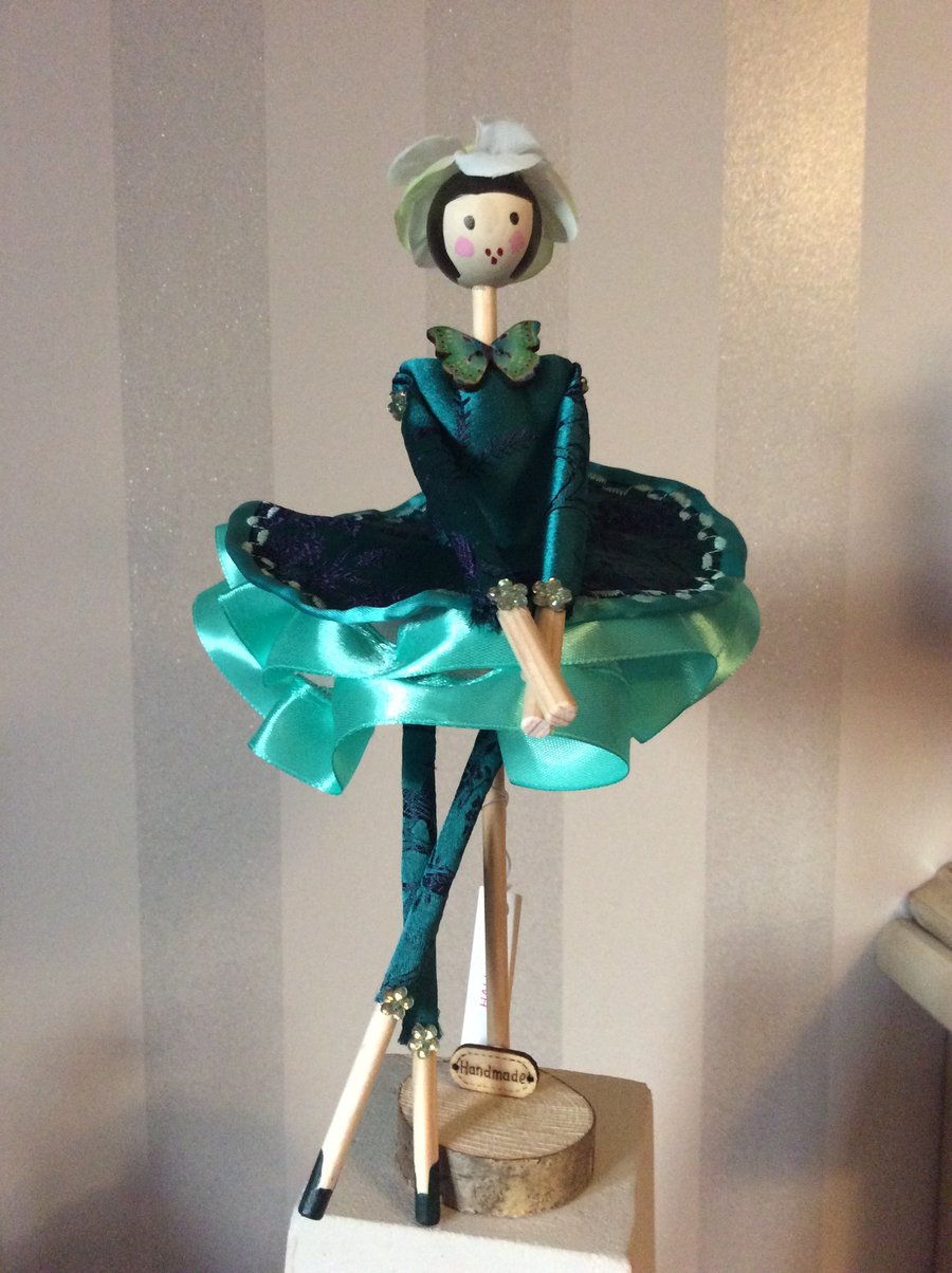 Hallie - handmade woodentop ballerina doll