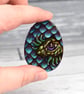 Dragon's egg pyrography brooch. Baby dragon hatching pin. - Image 2