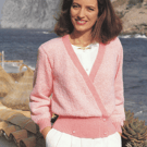VINTAGE KNITTING PATTERN Ladies Pink Wrapover Cardigan