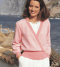 VINTAGE KNITTING PATTERN Ladies Pink Wrapover Cardigan