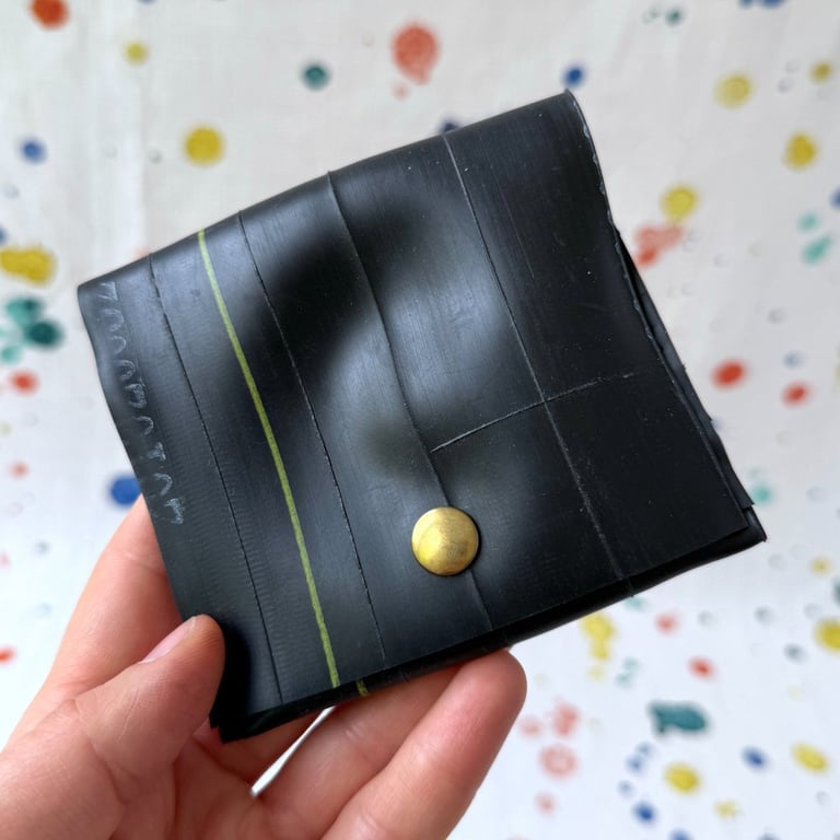 Bicycle Inner Tube Wallet - Green Stripe - Wonky Stitching - Super Seconds