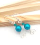 Austrian Crystal Pearl Earrings in Dark Turquoise - Turquoise Pearl