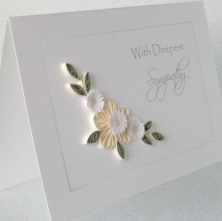 Quilled sympathy card, paper quilling, handmade Folksy