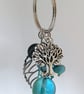 Venetian Bead Bag Charm: Turquoise and Silver, Keyring and Lobster Clasp - Image 2