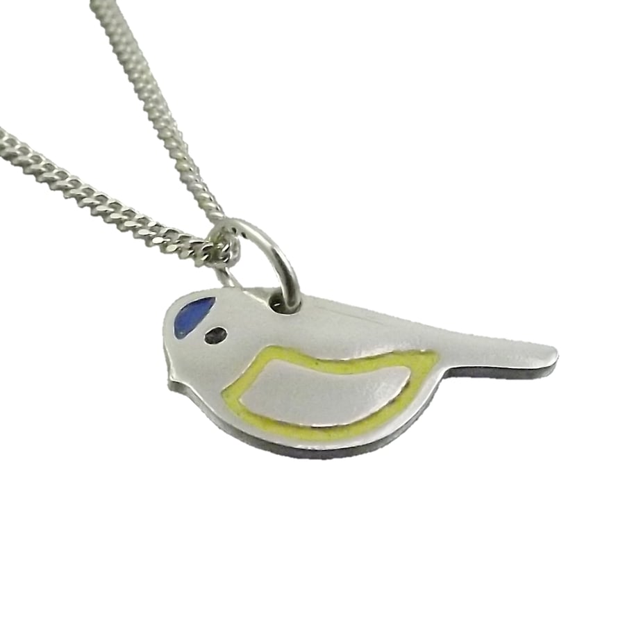 Blue Tit Pendant (Small), Silver Nature Necklace, Wildlife Gift, Bird Jewellery