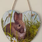 Hanging Slate Heart Easter Bunny