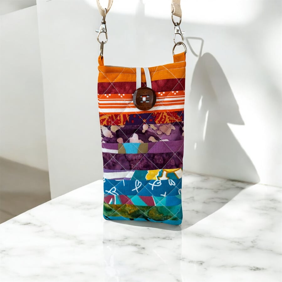 Patchwork crossbody mobile bag