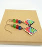 Enamel Earrings, Czech Glass Earrings, Colourful Earrings. Handmade Earrings, 
