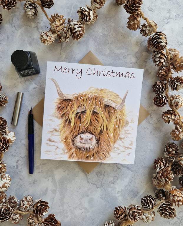 Pack of 5 Highland Cow Christmas Cards