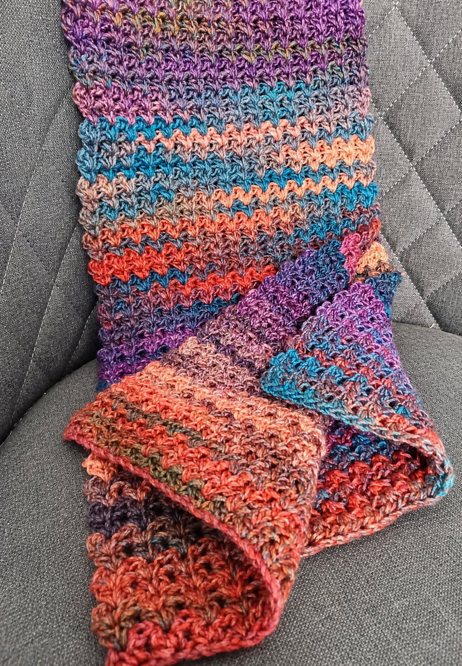 Crochet Scarf - Scarf for all - Variegated Scarf - Colourful Soft Scarf