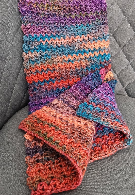 Crochet Scarf - Scarf for all - Variegated Scarf - Colourful Soft Scarf
