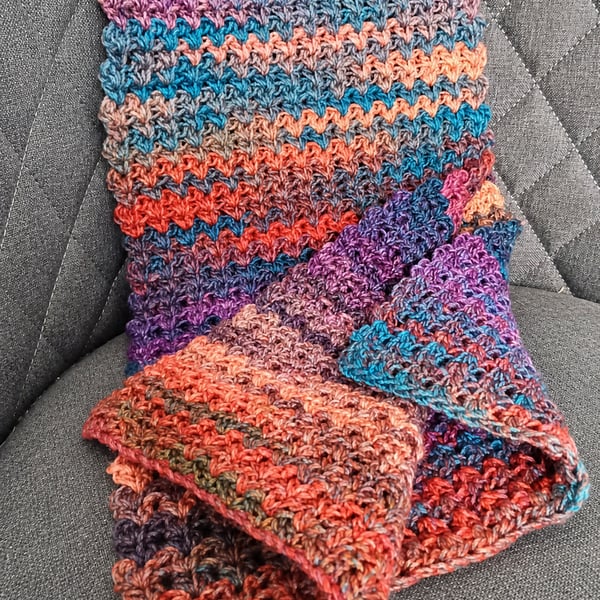 Crochet Scarf - Scarf for all - Scarf for him - Variegated Scarf - Soft Scarf