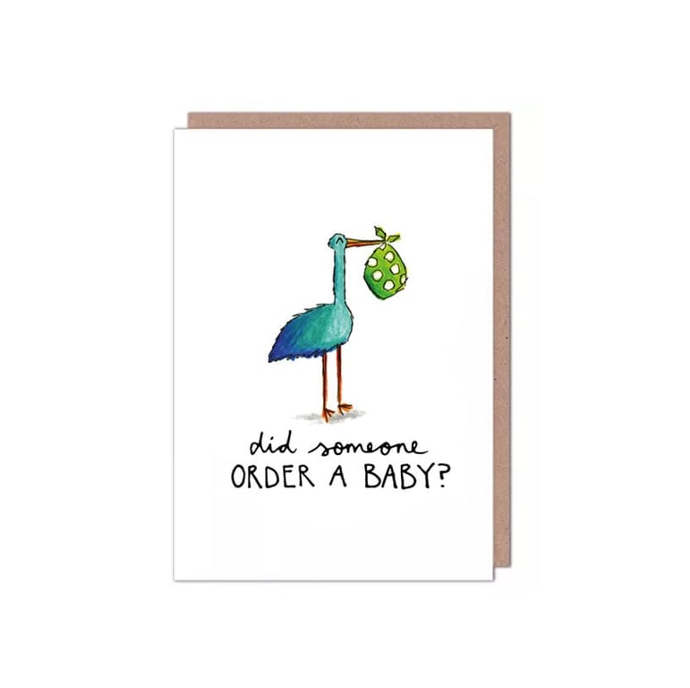 Cute New Baby Pregnant Baby Shower Stork Card