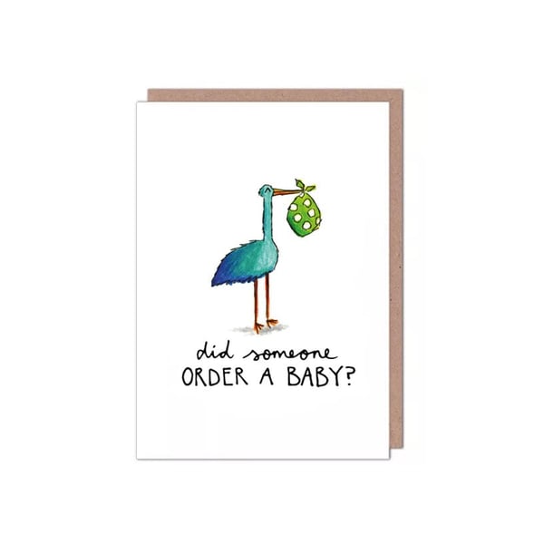 Cute New Baby Pregnant Baby Shower Stork Card