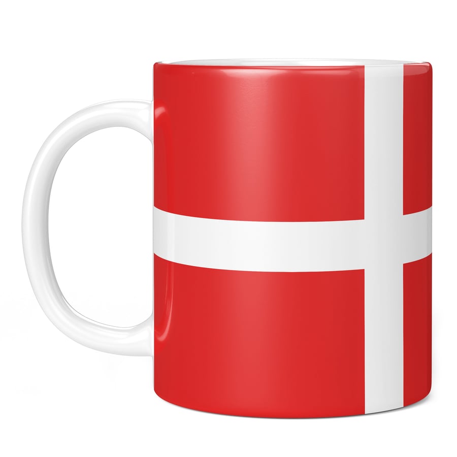 Denmark Full Wrap Flag 11oz Coffee Mug Cup - Perfect Birthday Gift for Him or He