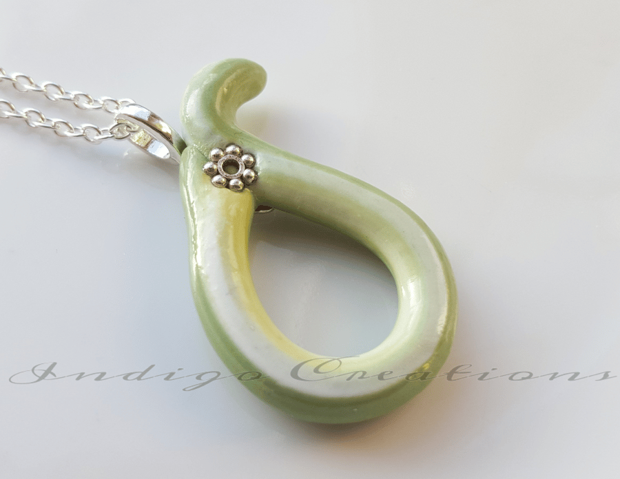Necklace Handmade Pear Polymer Clay Pendant And Chain