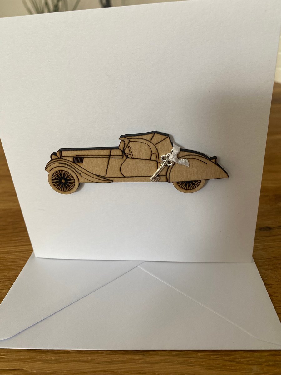 Vintage car blank greetings card