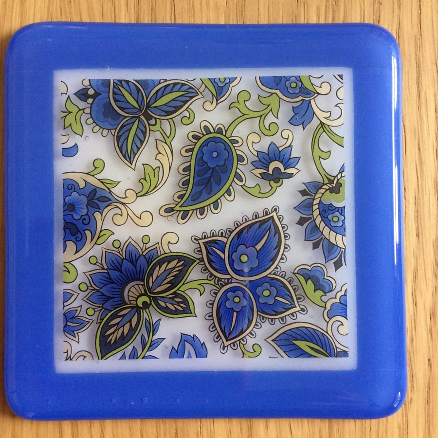 Paisley pattern fused glass coasters (0422) Folksy