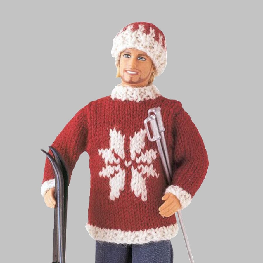 VINTAGE KNITTING PATTERN PDF Snowflake Sweater for Doll