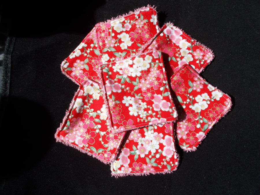 7 Reusable Face Wipes -Cherry Blossom