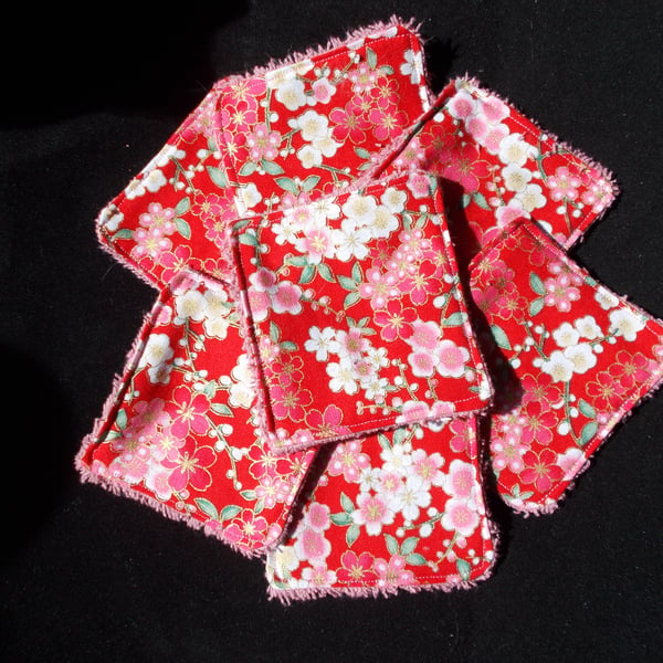 7 Reusable Face Wipes -Cherry Blossom