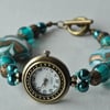 Prom Night Teal & Smokey Bronze Beaded Watch