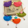 Reserved for Lucy Five Tiny Crochet Bird Decorations - Alternative to a Card