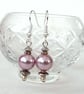 Dusky pink shell pearl earrings - Image 2