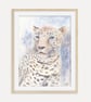 Caucasian Leopard Art Print, Mountain Animal Poster, Wild Cat Wildlife Artwork