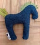  Horse Shaped Hanging Ornament in Blue Grey Herringbone Vintage Welsh Tweed - Image 4