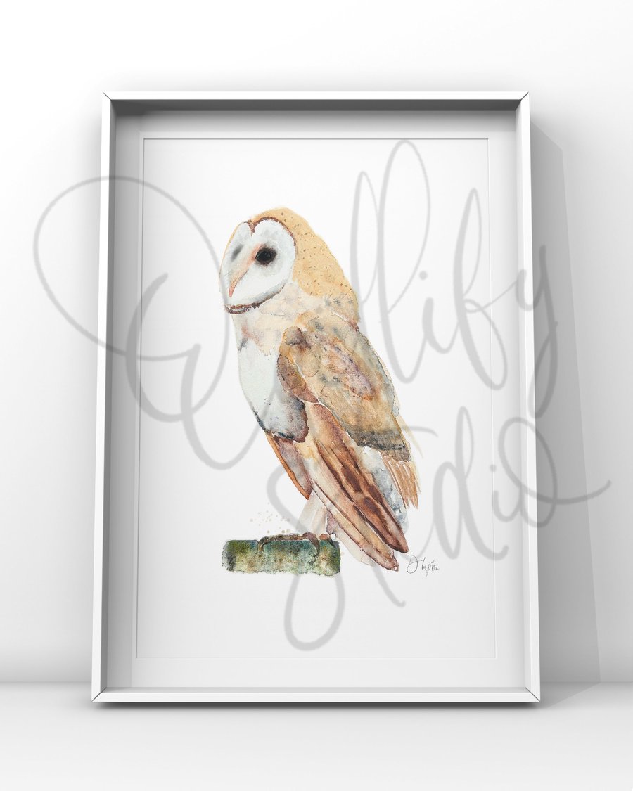 Perfectly Imperfect A5 Sample Print Watercolour Barn Owl Grace