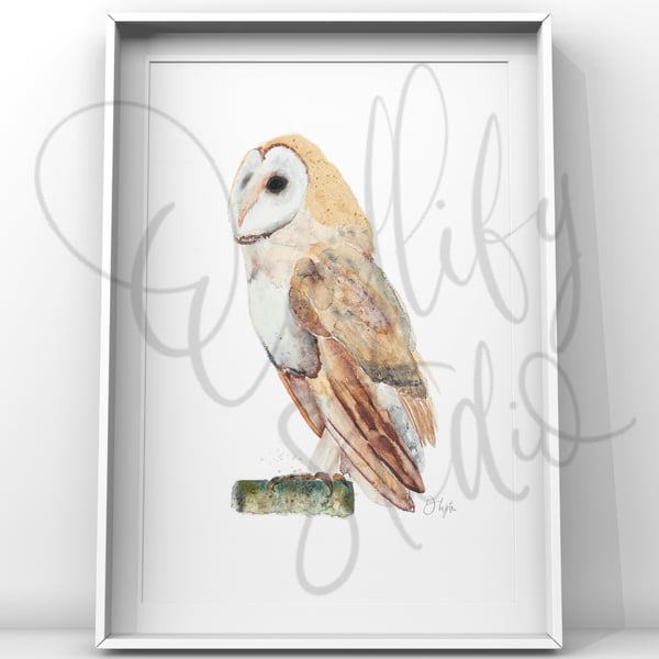 Perfectly Imperfect A5 Sample Print Watercolour Barn Owl Grace