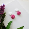 Rose & White Stud Dangles