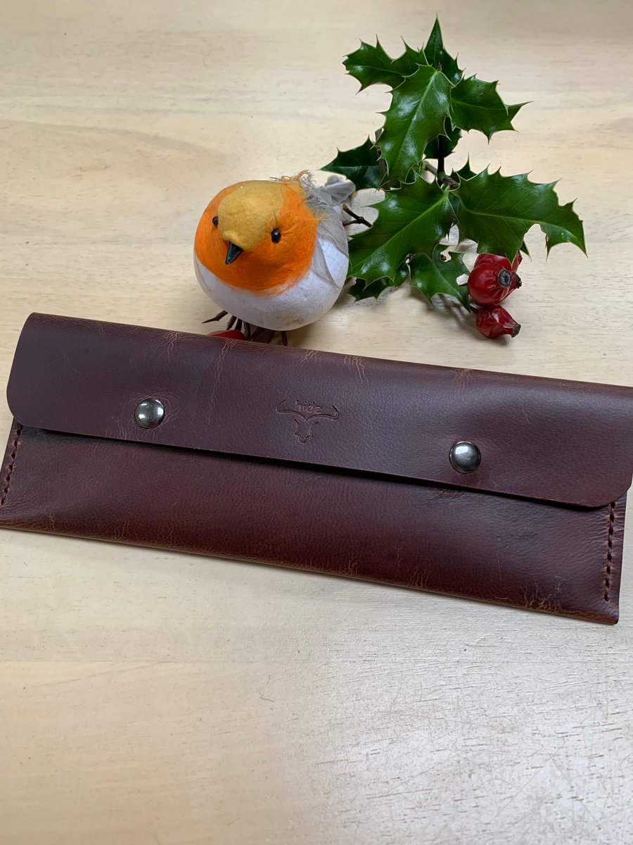 Multi purpose handmade brown leather pouch free P&P & gift wrap