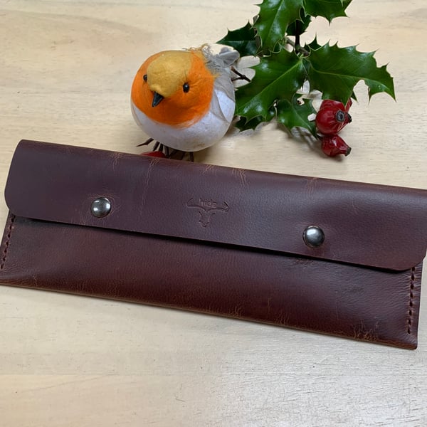 Multi purpose handmade brown leather pouch free P&P & gift wrap