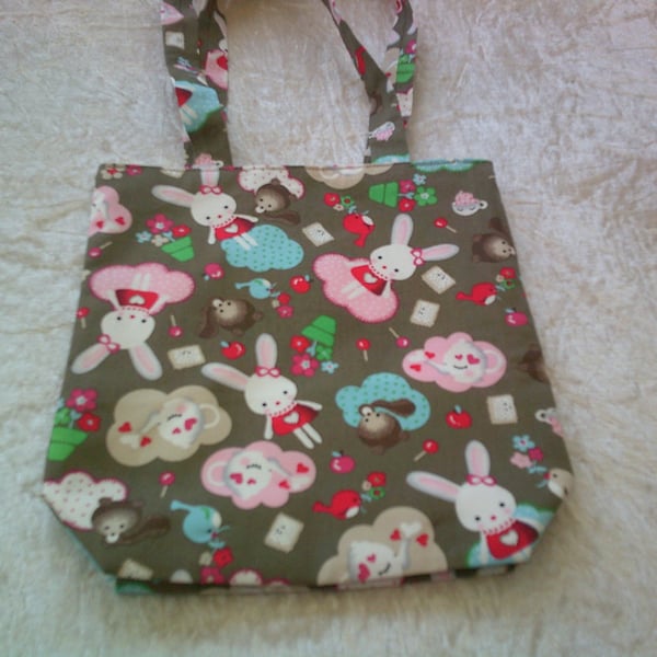 Rabbits, Squirrels and Teapots Fabric Bag