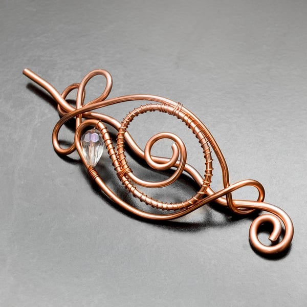 Celtic Hair bun slide, hair barrette solid copper silver brass hair barrette,