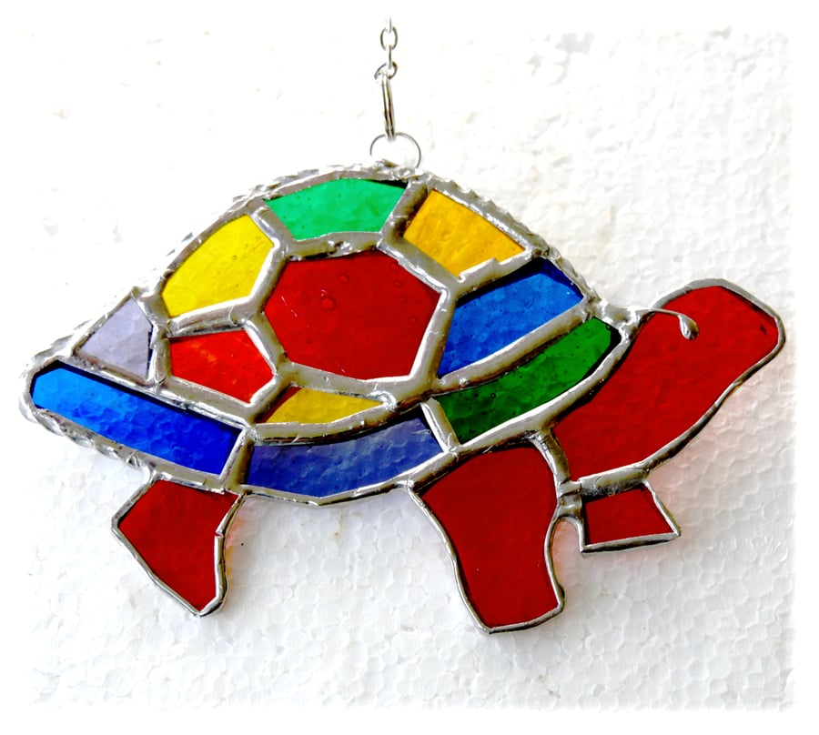 sold Tortoise Suncatcher Stained Glass Handmade Rainbow 038 Turtle 