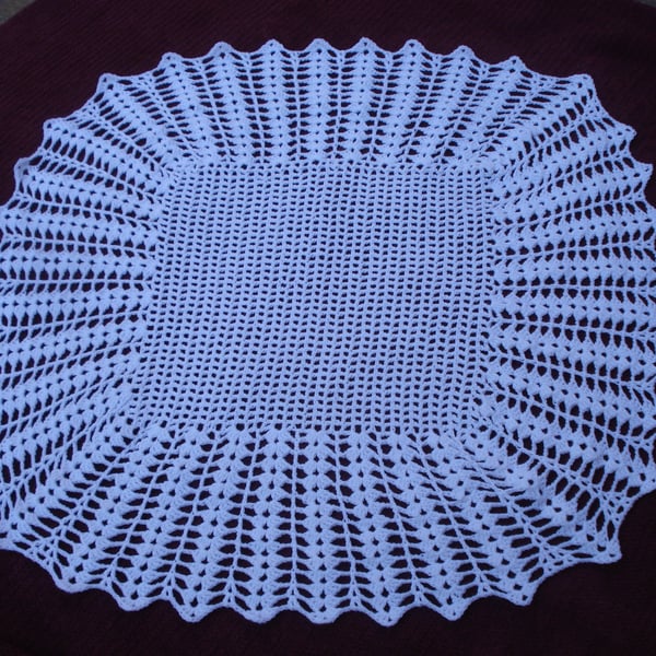 Pure White Crochet Square Shawl Blanket For Baby (R857)