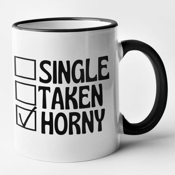 Single Taken HORNY Mug Funny Single Person Present Gift For Him Her Novelty