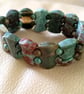 Green Rainforest Jasper Rectangular Beaded Stretch Cuff Bracelet - Image 3