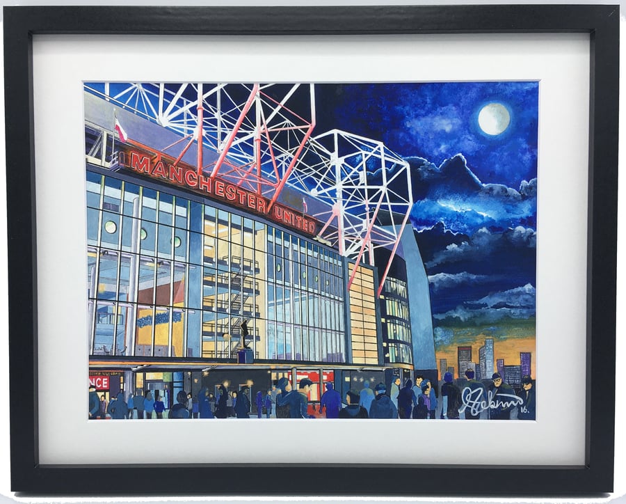 Manchester Utd F.C, Old Trafford Stadium, High Quality Framed Football Art Print