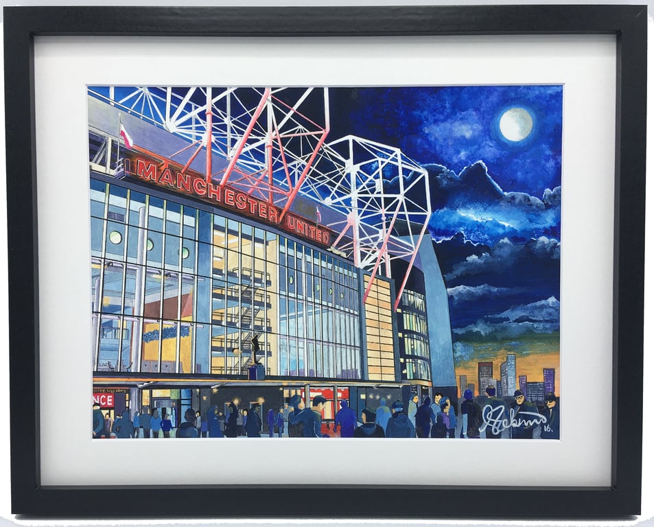Manchester Utd F.C, Old Trafford Stadium, High Quality Framed Football Art Print