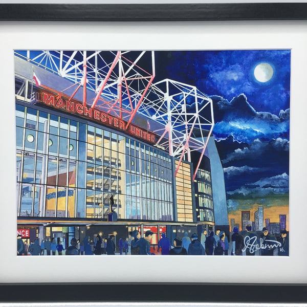 Manchester Utd F.C, Old Trafford Stadium, High Quality Framed Football Art Print