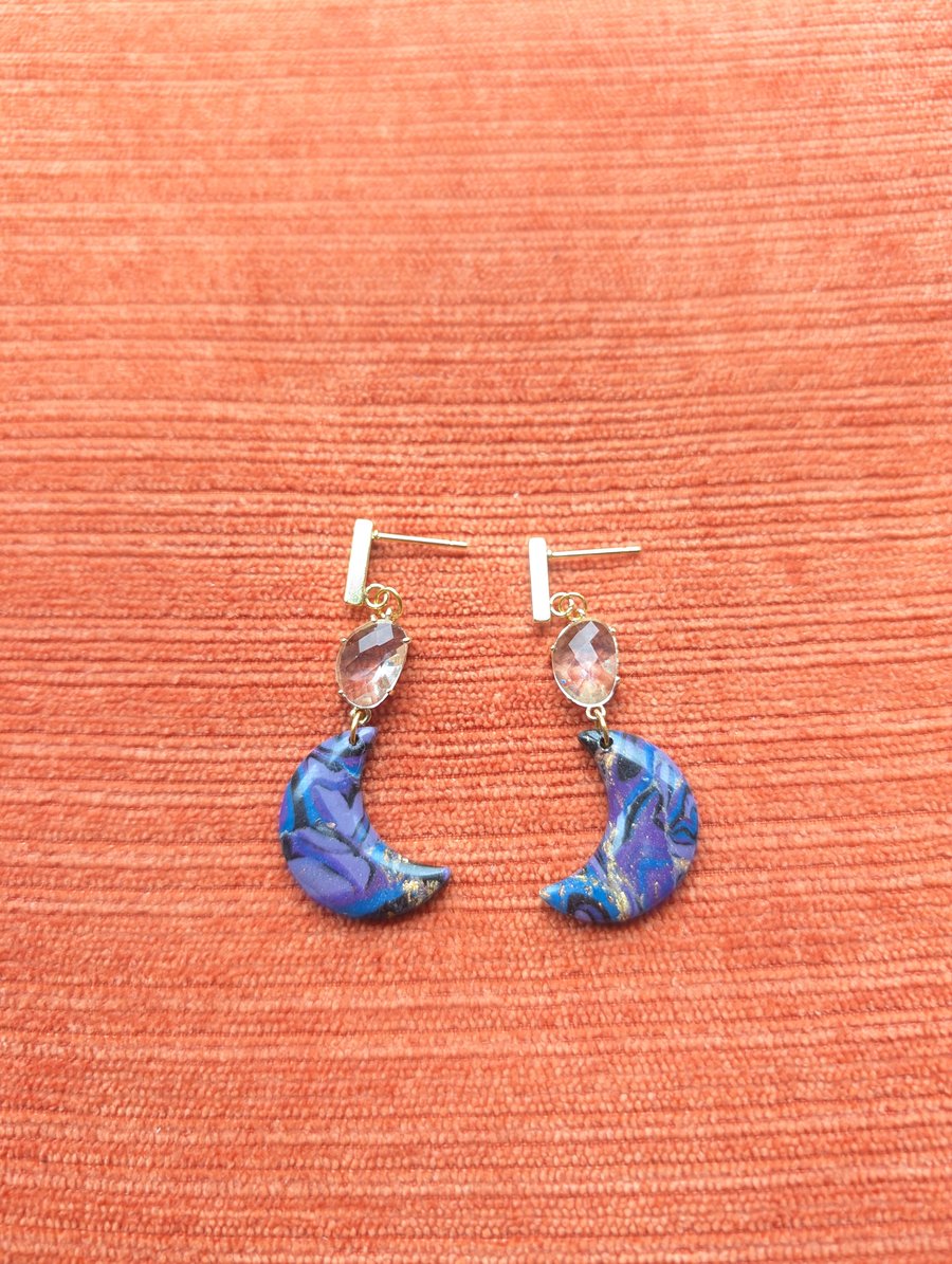 Yzma inspired gem mini moon earrings 