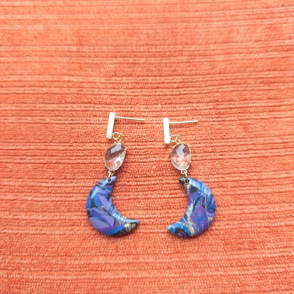 Yzma inspired gem mini moon earrings 